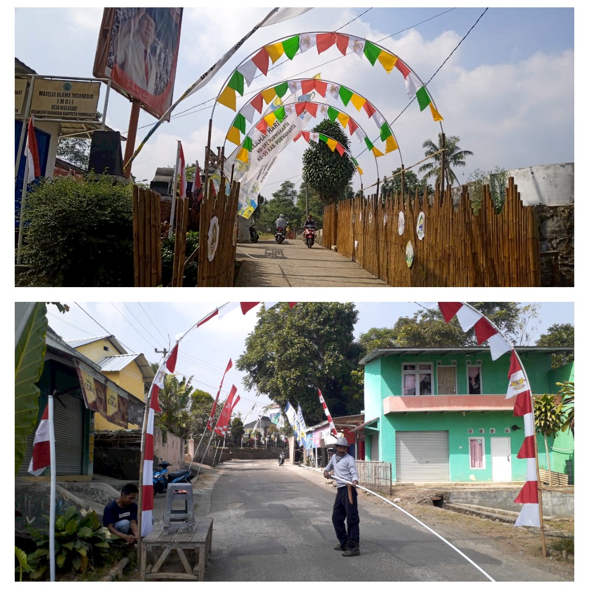 Pemasangan Umbul-umbul di Desa Neglasari